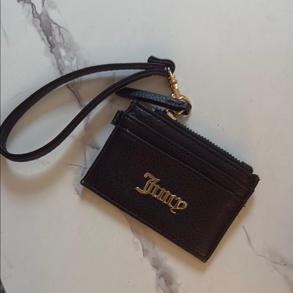 Juicy Couture Black Card Holder with Gold Accent